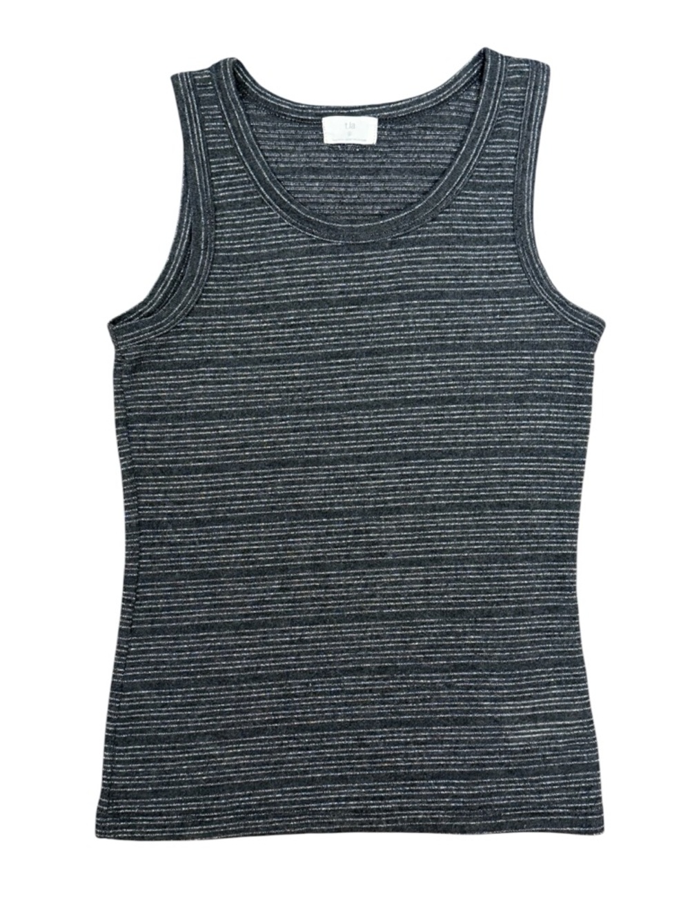 Anthropologie T.La Women's Stretchy Knit Tank Top Gray with Silver Threads Small